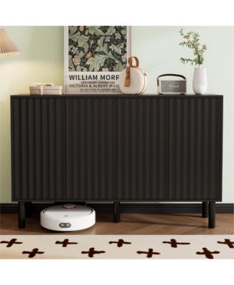 Modern Fluted Door Storage Cabinet with Adjustable Shelves