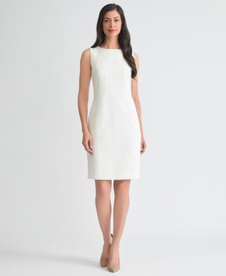 Women's Round-Neck Sleeveless Crepe Sheath Dress