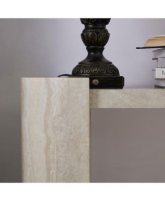 Faux Marble Console Table Narrow Sofa Table Beige