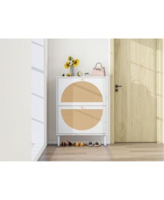 Streamdale 2 Door Shoe Rack, Rattan, Double Layer, Suitable for Living Room, Hallway
