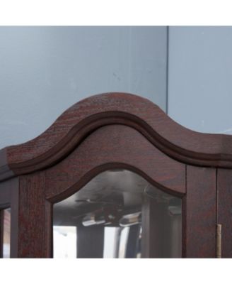 Streamdale Dark Cherry Lighted Corner Curio Cabinet