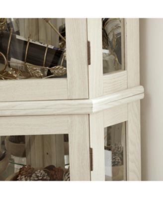 Lighted Corner Curio Cabinet - Glass Display, Adjustable Shelves - WHITE