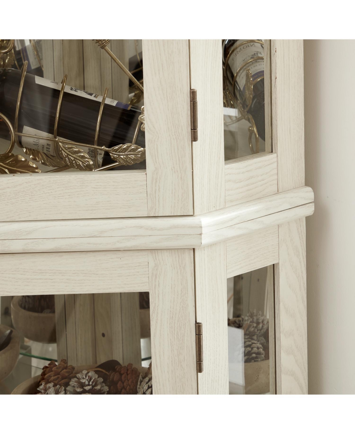 Streamdale Furniture Lighted Corner Curio Cabinet - Glass Display, Adjustable Shelves - White