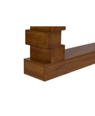 Geometric Block Stacked Wood Console Table with Warm Natural Finish