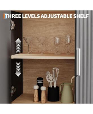 71in Tall Arched Bookcase, Modern 5 Tier Bookshelf Mid Century Arched Display Storage Cabinet with Fluted Doors Open Display Shelves, Black