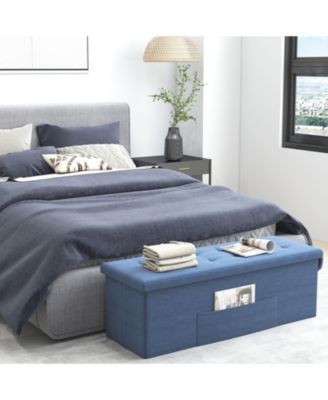 43'' Folding Storage Ottoman Bench w/ Removable Divider & Side Pocket Bedroom
