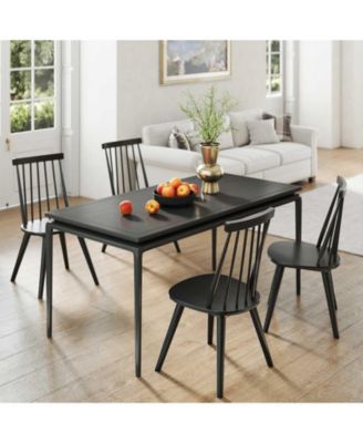 Windsor Dining Chairs Set of 4 w/Rubber Wood Frame High Spindle Back for Home