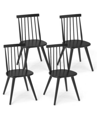 Windsor Dining Chairs Set of 4 w/Rubber Wood Frame High Spindle Back for Home