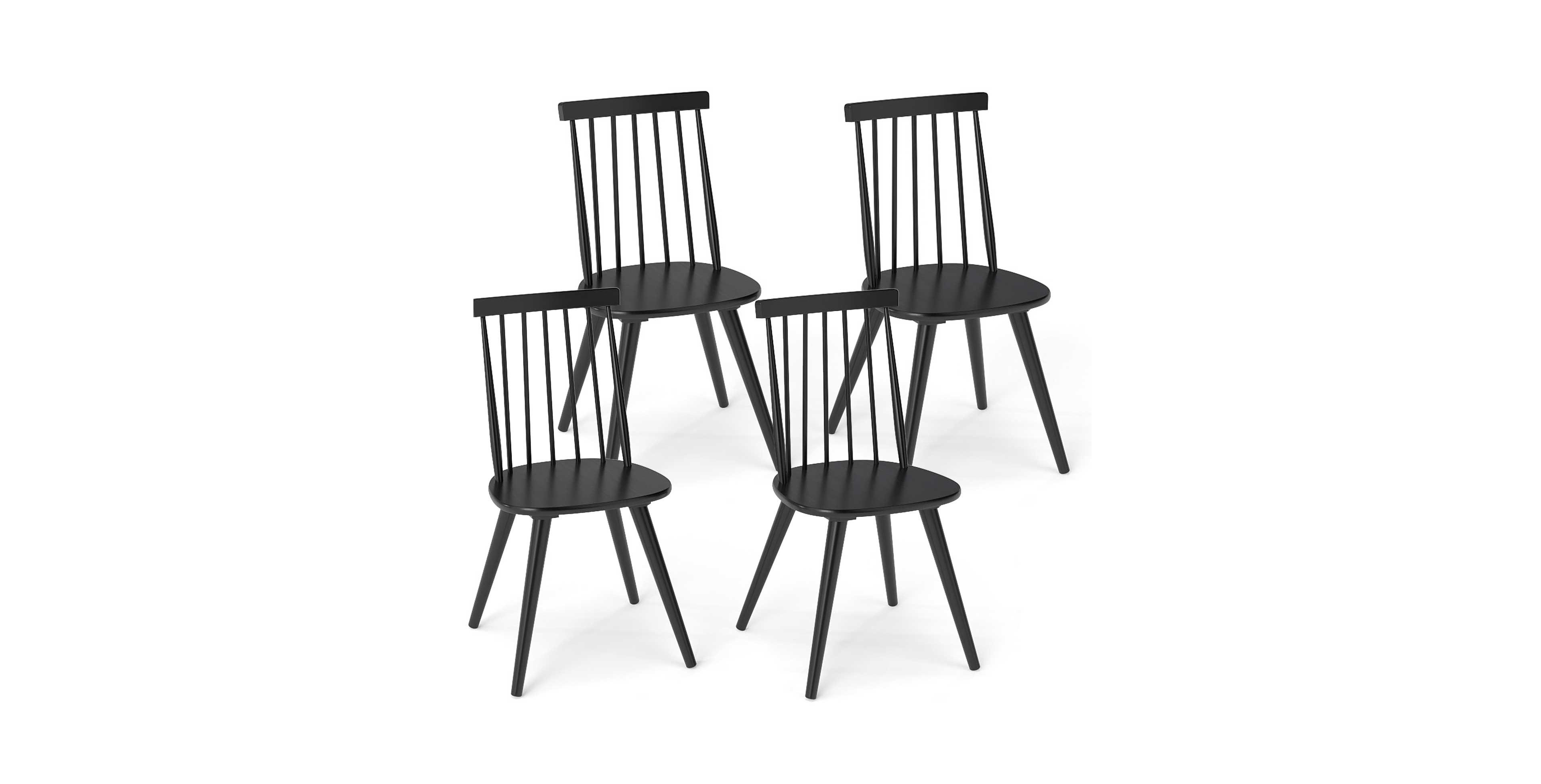 Gymax Windsor Dining Chairs Set of 4 w/Rubber Wood Frame High Spindle Back for Home