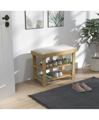 Wooden Frame Shoe Organizer with Two Shelves