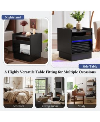 Modern Nightstand Smart Bedside Table with 2 Drawers