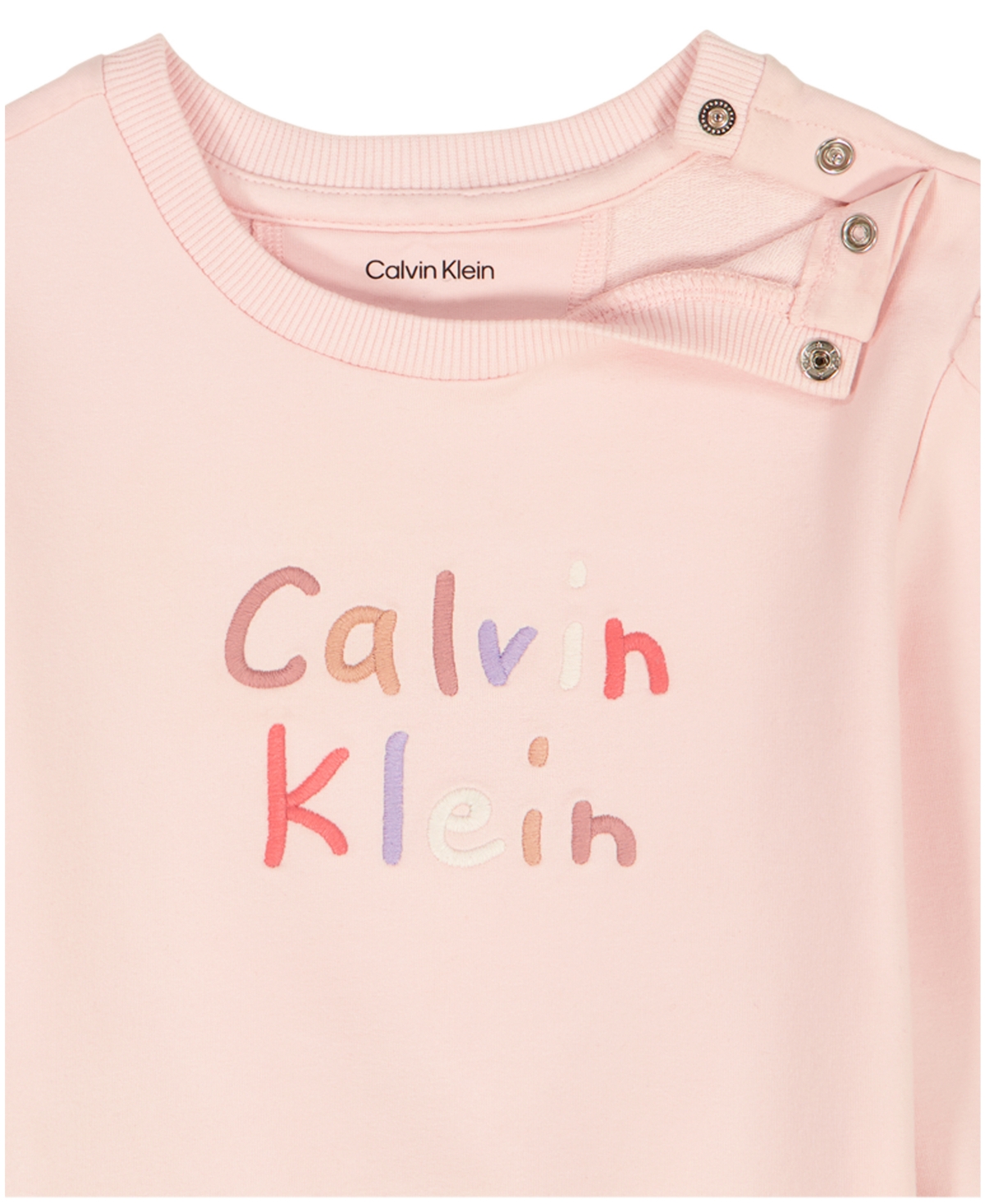 Calvin Klein Baby Girls' Crewneck Top and Jogger Pants, 2-Piece Set