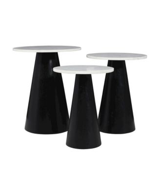 Nolan Marble Top Three Pack Solid Wood Accent Table Set