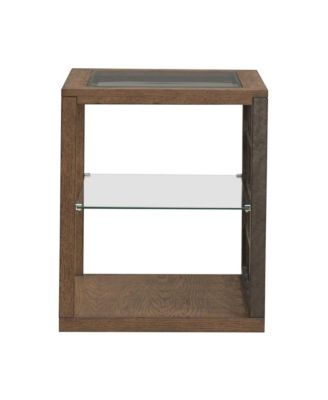 Bayhill Trellis End Table for Living Room - Honey w/ Black Metal Accents