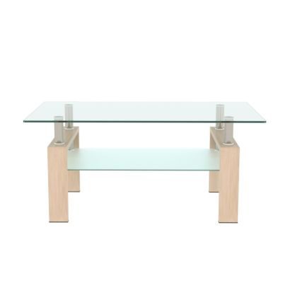 Streamdale  Furniture  Modern Clear Glass Coffee Table for Living Room