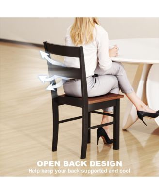 Farmhouse Armless Dining Chairs, Set of 2 with Open Back, Light