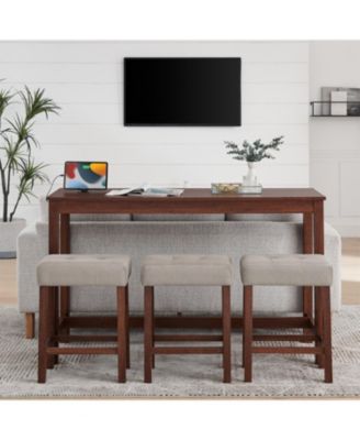  59" Bar Table Set w/ Power Outlet & 3 Stools