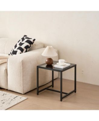 Glass Night Stand with Metal Leg