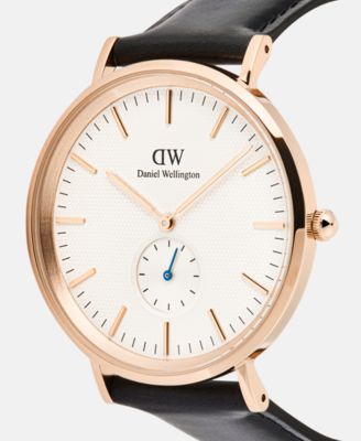 Men's Analog Black Leather Watch, 40mm