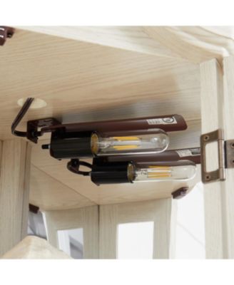 Streamdale Lighted Corner Curio Cabinet with Glass Doors & Shelves - White