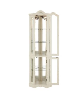 Lighted Corner Curio Cabinet - Tempered Glass - White