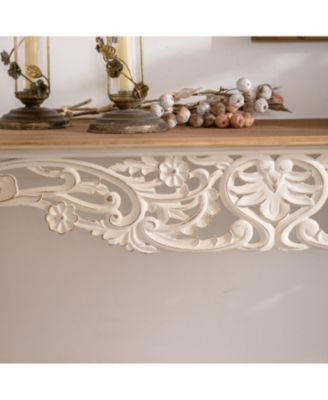 Antique White Carved Console Table