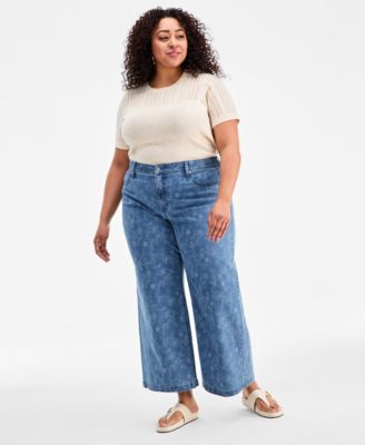 Plus Size 5-Pocket High-Rise Wide-Leg Jeans