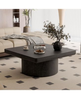 Modern Wood Veneer Coffee Table with Parquet Pattern