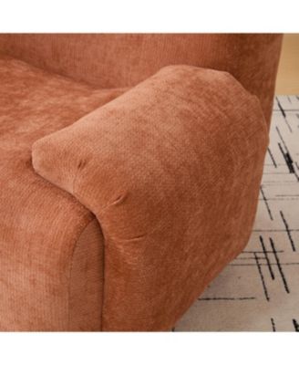 Orange Chenille Oversized Accent Reading Lounge Chair with Deep Seats