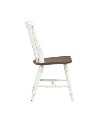 Al Fresco Slat Back Side Chair for Dining Room - Set of 2 -Graphite & Whitestone