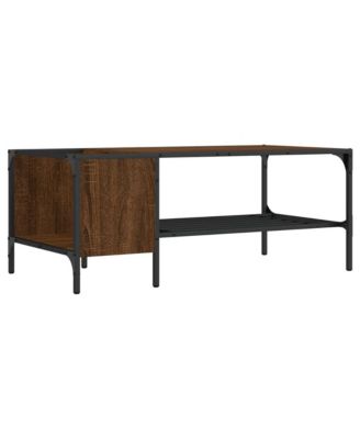 Coffee Table Brown Oak and Black Engineered Wood and Metal Medium