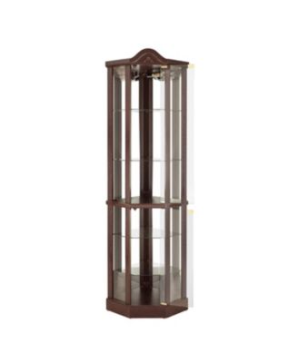 Lighted Corner Curio Cabinet - Dark Cherry