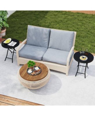 18" Folding Side Table Round Compact Coffee Table