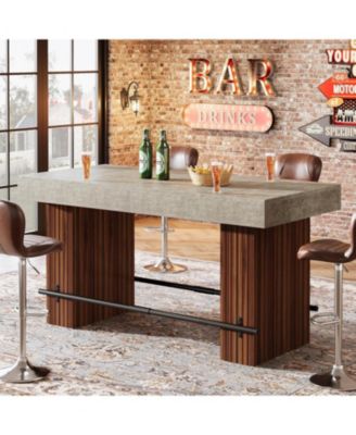 62.2Inch Bar Table, Industrial Counter Height Pub Dining Table, Large Home Bar Unit
