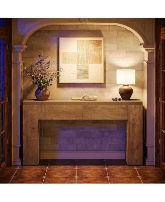 63-Inch Wooden Console Table with 2 Hidden Drawers