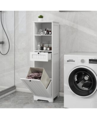 Laundry Sorter Cabinet with Double Storage Function for Space Saving and Organization