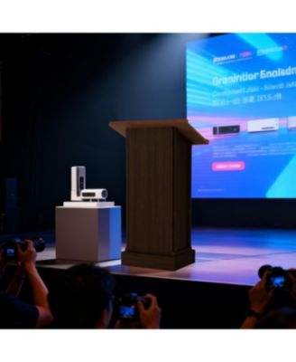 Wood Podium Stand, Tall Wooden Lectern with Mic Stand Space