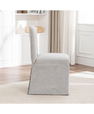 Linen Dining Chairs, Modern Fabric Side Chairs, Padded Seat, Set of 2 (Gray