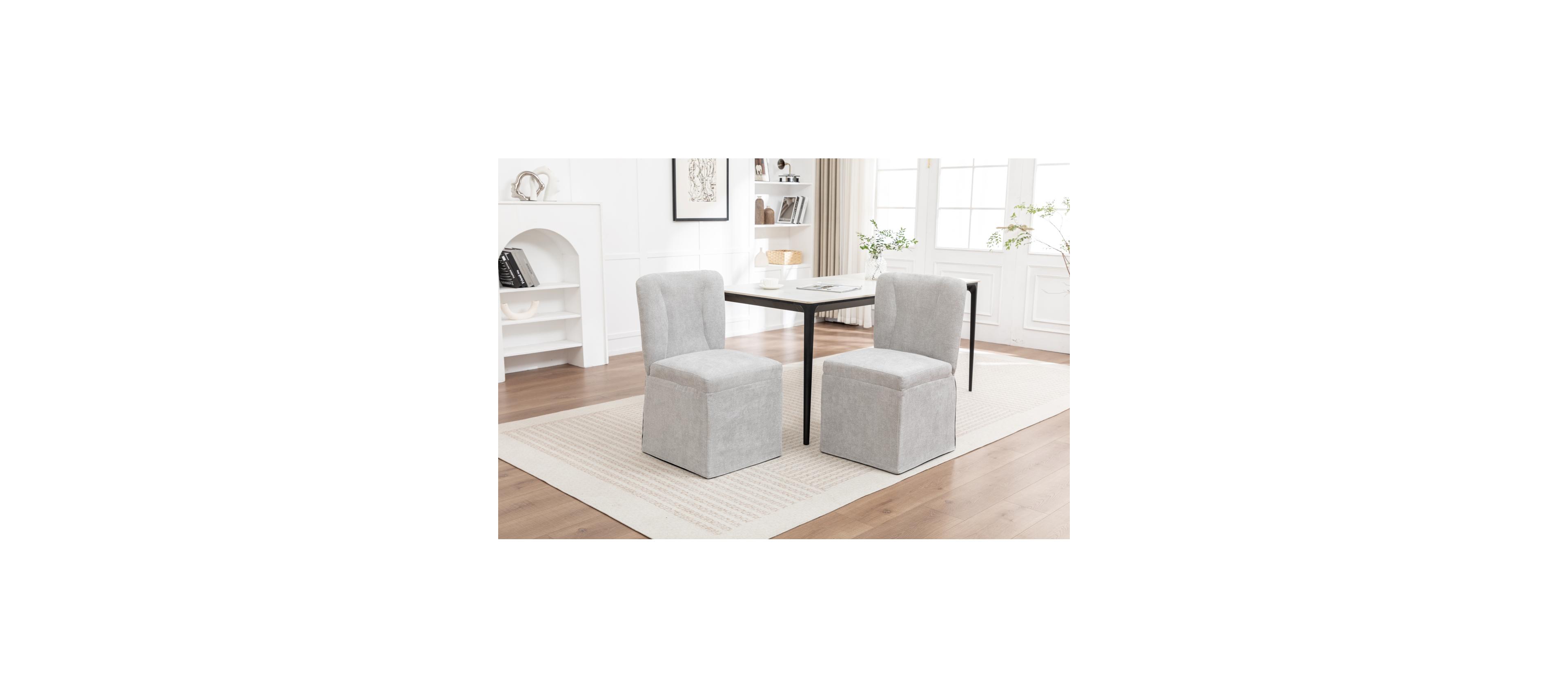 Streamdale Furniture Linen Dining Chairs, Modern Fabric Side Chairs, Padded Seat, Set of 2 (Gray