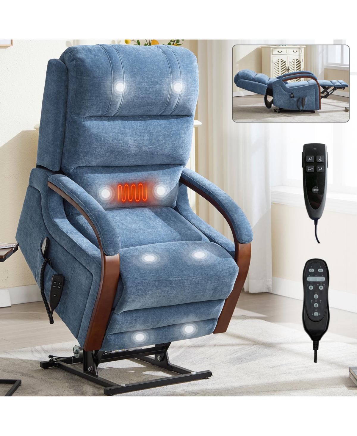 Streamdale Furniture Chenille Lift Recliner w/ Heat & Massage