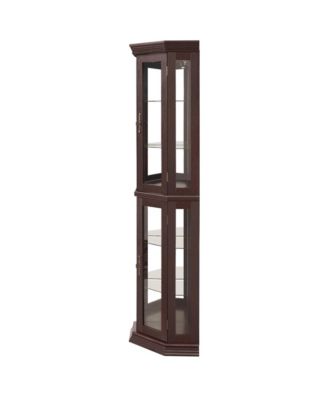Streamdale Lighted Corner Curio Cabinet - Glass Display - Dark Cherry