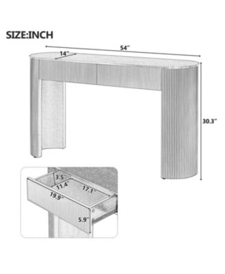 Fluted Entryway Console Table with Drawers (Champagne White)