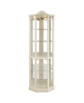 Lighted Corner Glass Curio Cabinet, Bar & Wine Cabinet, White