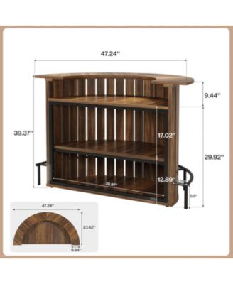 4-Tier Bar Table, 39.4" H Home Bar Unit with Footrest, Arc-Shaped Mini Bar Table, Modern Wine Bar Cabinet