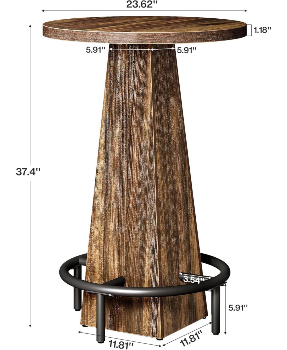 Tribesigns Bar Table, 37.4" High Round Pub Table for Small Spaces, Kitchen, Dining Room (Only Table)