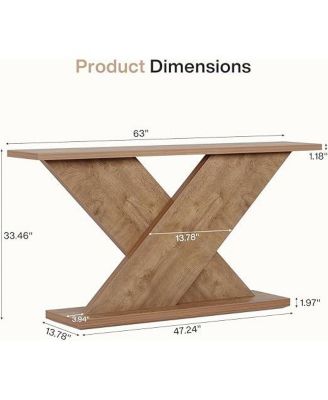 63" Console Table, Farmhouse Wooden Couch Table Behind Sofa with Storage, Long Entryway Sofa Station