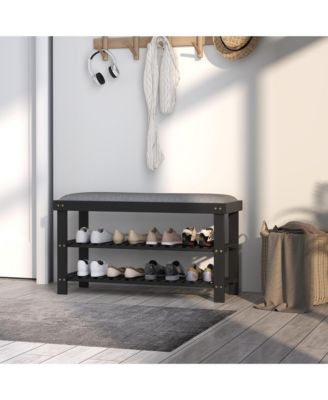 Hallway Shoe Bench with 2-Tier Storage and Seat
