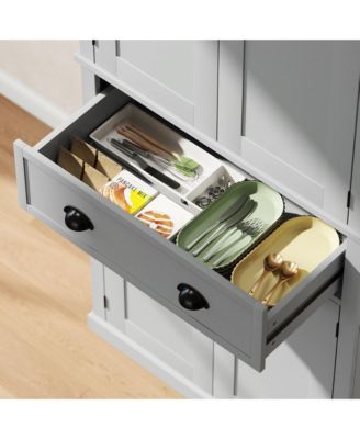 72.5" Kitchen Pantry Cabinet with 4 Doors, Drawer