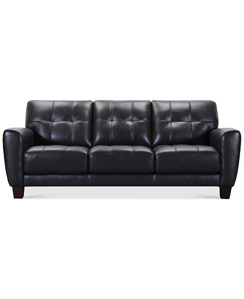 Furniture Kaleb 84" Tufted Leather Sofa, Created for Macy's & Reviews