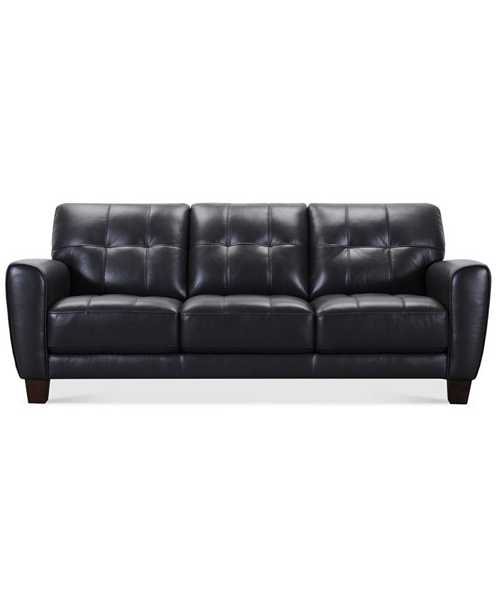 Furniture Kaleb 84" Tufted Leather Sofa, Created for Macy's & Reviews